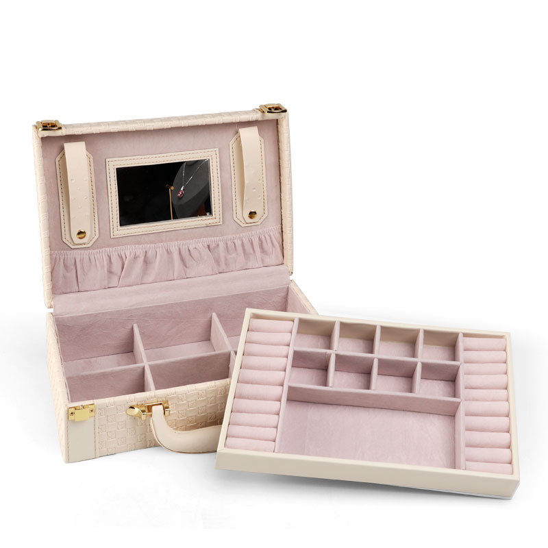 FANXI factory wholesale custom Faux Leather Medium Jewelry Organizer box Vintage Gift Mini Travel Case