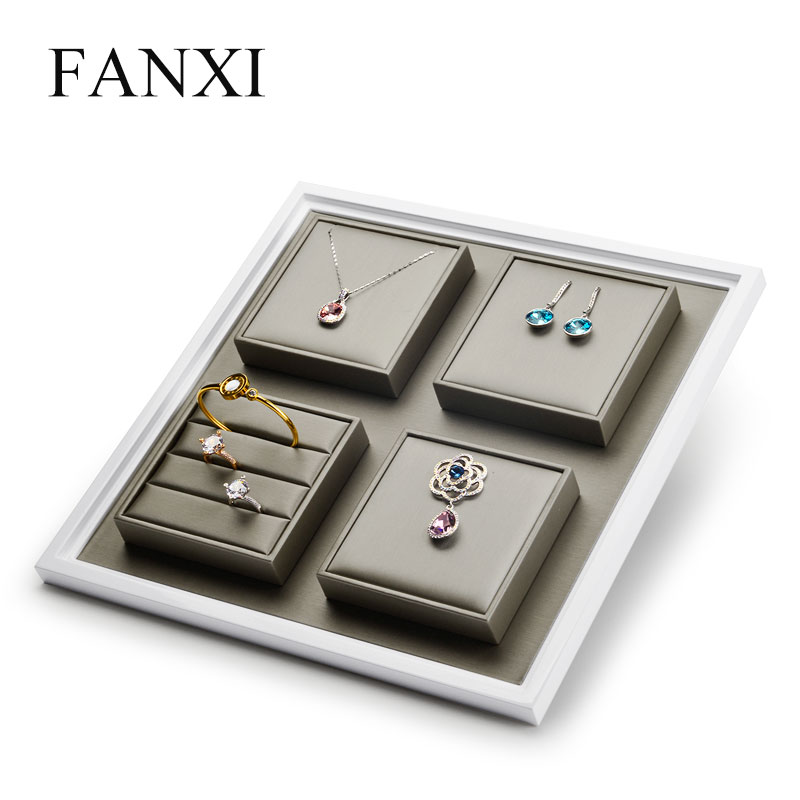 FANXI factory custom leather jewelry organizer display tray