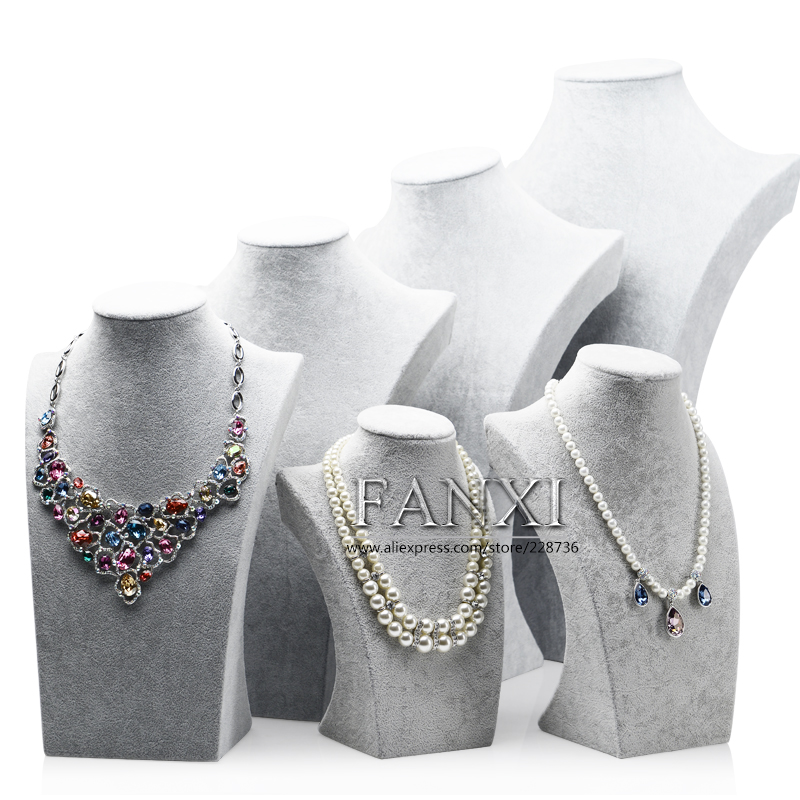 FANXI factory custom logo velvet jewelry bust necklace display stand