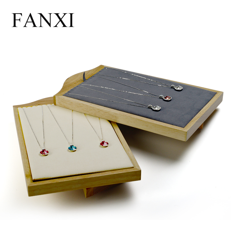 FANXI factory custom logo wooden necklace display stand rack