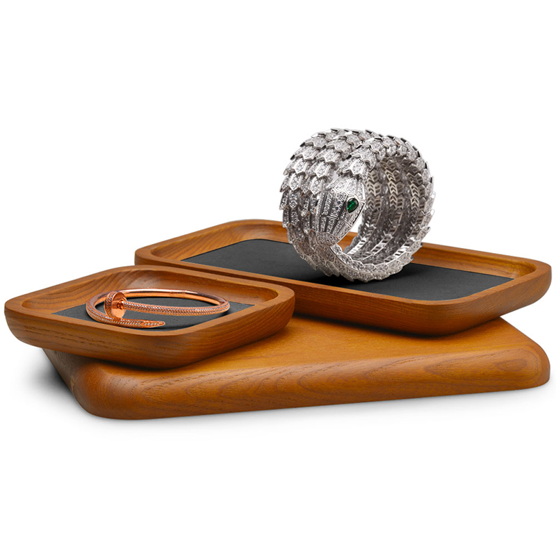 Solid wooden jewellery ring display jewelry tray