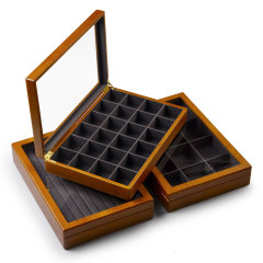 wholesale solid wooden jewelry earring organizer trays with window