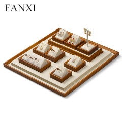 wooden jewelry window display stand for ring earring pendant bangle bracelet necklace