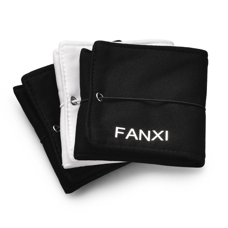 Black and white Linen jewellery pouch bag