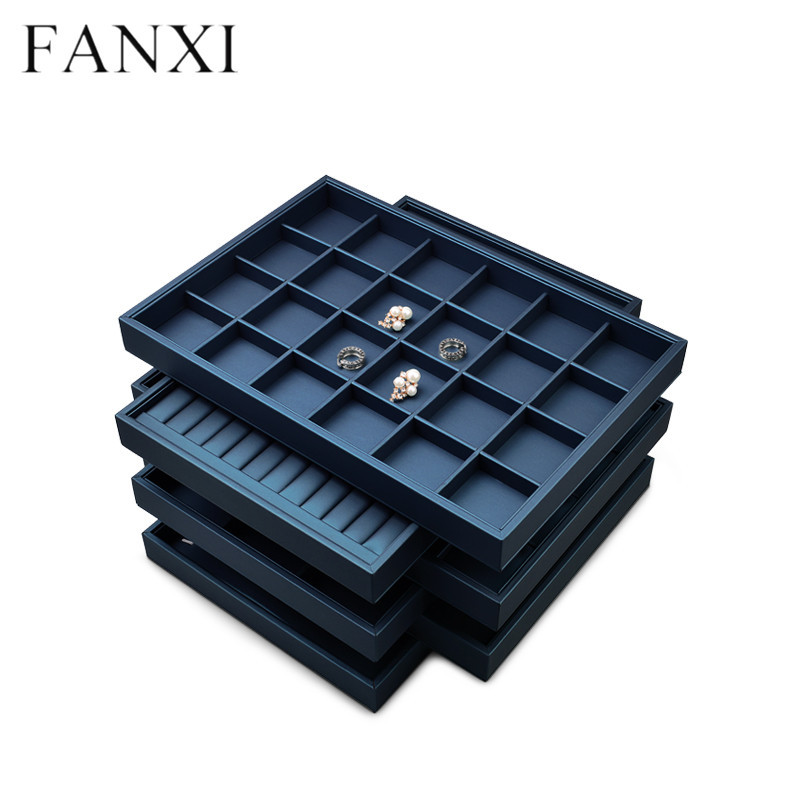 Leather jewellery organizer display tray for ring pendant earring bangle bracelet necklace