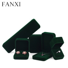 Green red brown velvet jewellery packaging box for ring pendant bangle bracelet necklace