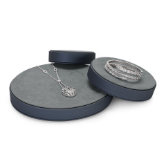 Gray leather microfiber jewelry display tray for ring earring pendant bangle bracelet necklace