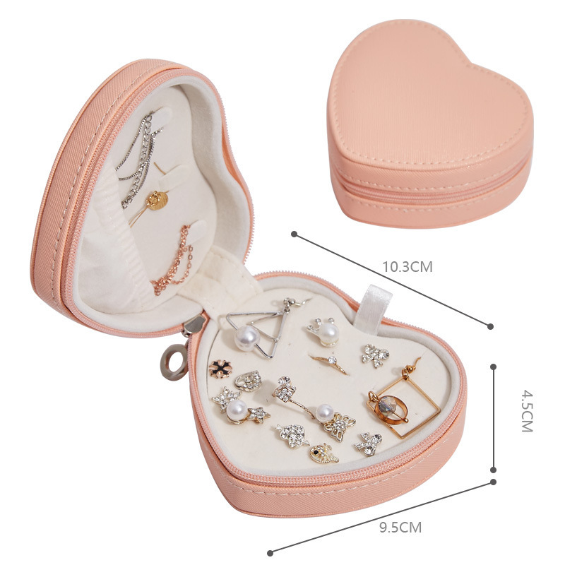 Peach pink heart design love jewelry storage box