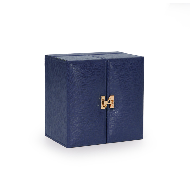 Navy blue leather jewelry packaging box for ring pendant