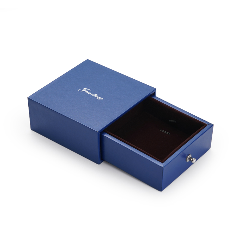 Blue cardboard drawer design jewelry packaging box