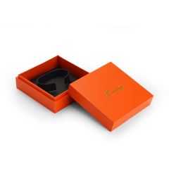 Orange leatherette paper jewellery packing box