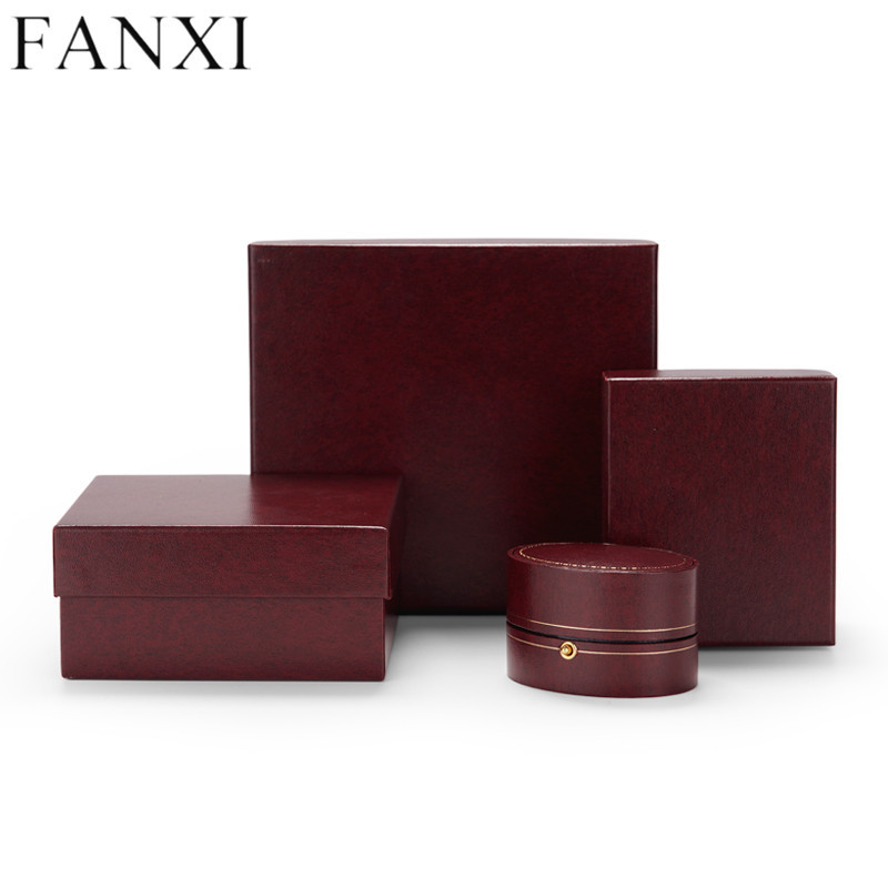 High-end wine red round shape jewelry packaging box