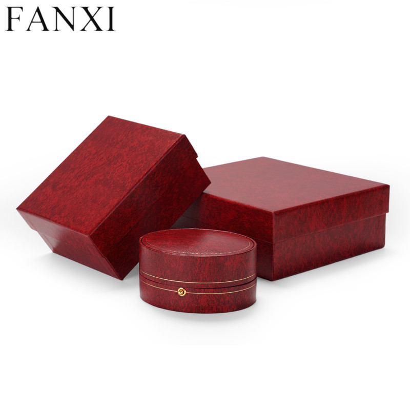 High-end red round shape jewelry packaging box