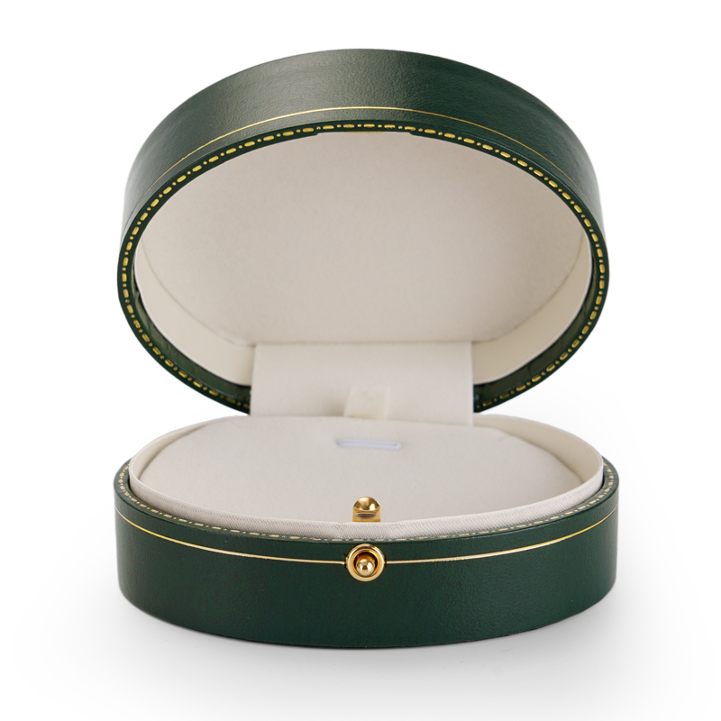High-end dark green round shape jewelry packaging box