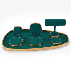 Custom counter metal frame with green microfiber jewellery display stand set exhibitor