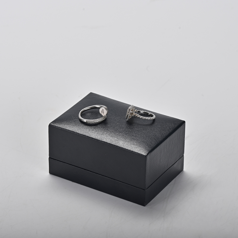 Black leatherette paper jewellery packaging box