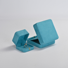 Custom sky blue microfiber jewelry packaging box