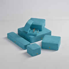 Custom sky blue microfiber jewelry packaging box