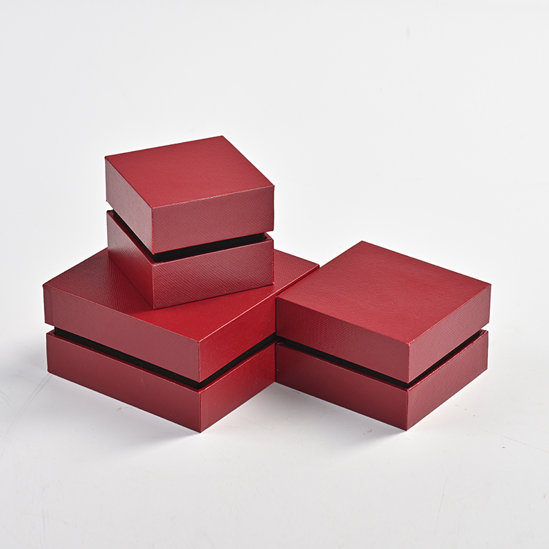 Custom logo red leatherette paper jewelry packaging box