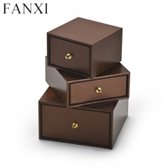 Unique brown drawer type jewelry packing box