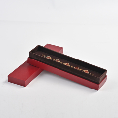 Custom logo red leatherette paper jewelry packaging box