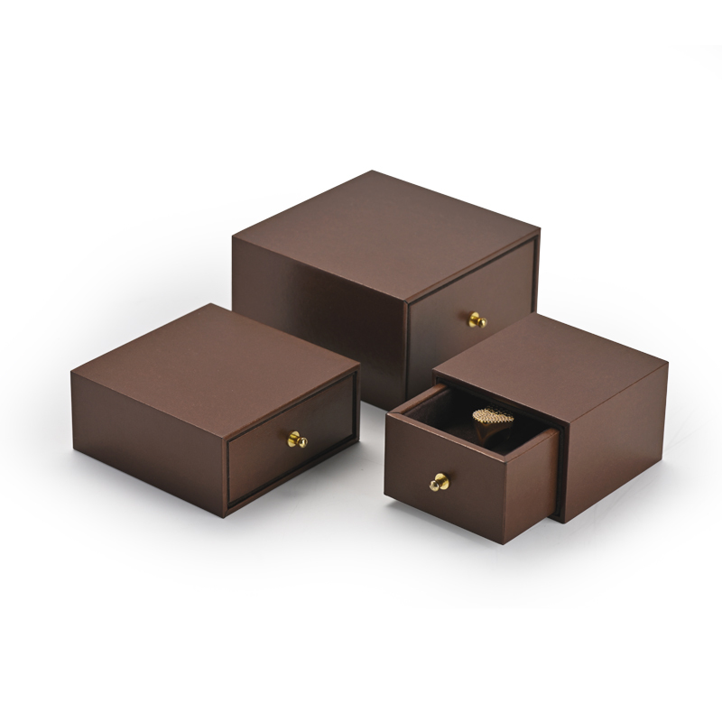 Unique brown drawer type jewelry packing box