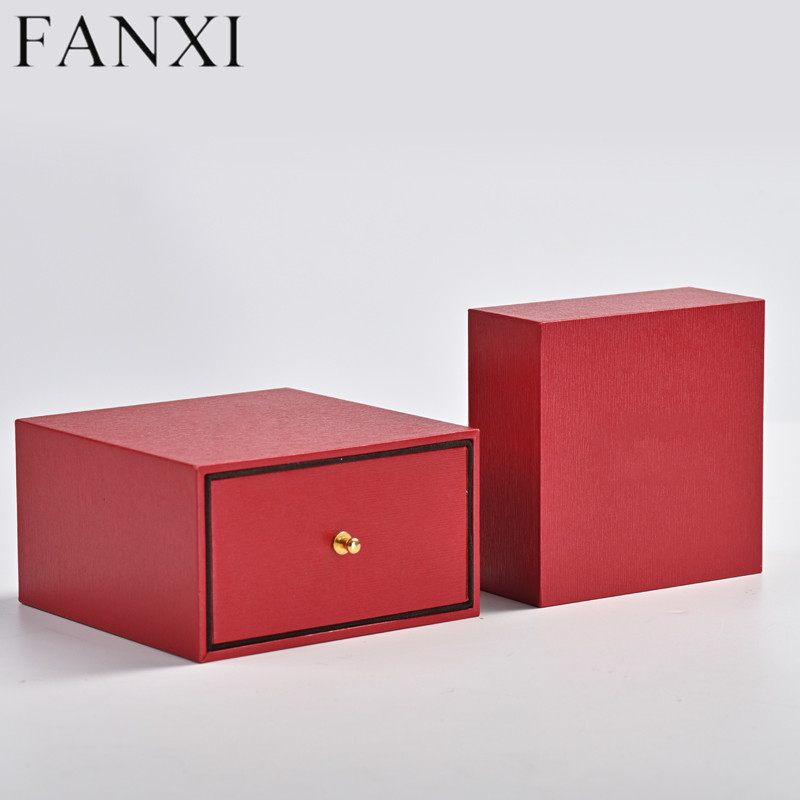 Custom logo red drawer jewelry packaging box