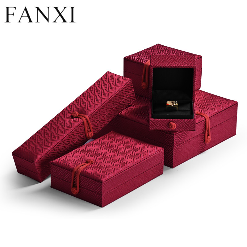 Custom red silk jewelry packaging box