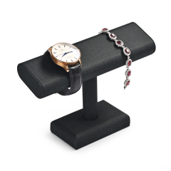 Black cream colour leather jewelry display exhibitor for bangle bracelet watch