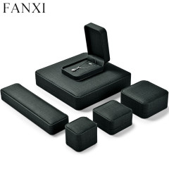 Custom logo black leather jewellery packaging box