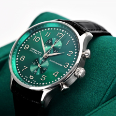 Custom colour green microfiber jewelry watch display set with metal frame