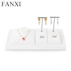 Luxury metal frame jewelry display set with white microfiber