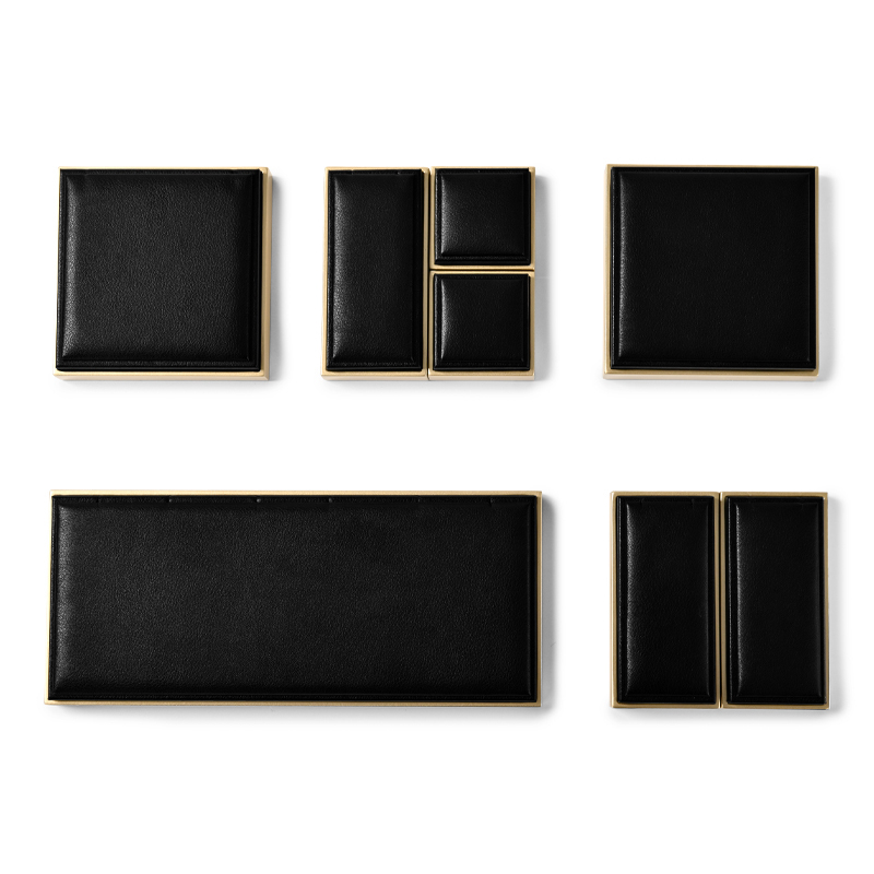 Luxury metal jewelry display set with leather