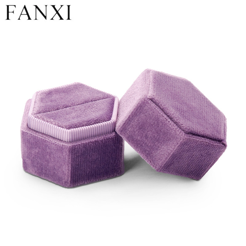 Purple flannelette velvet jewelry ring packaging box