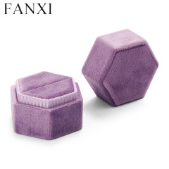 Purple flannelette velvet jewelry ring packaging box
