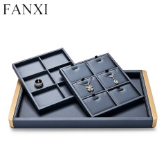 Free combination metal frame jewelry organizer display tray with PU leather