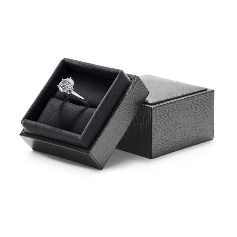 Black leatherette paper jewellery packaging box