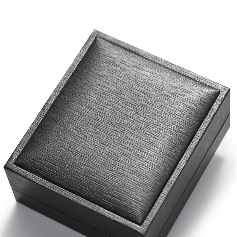 Black leatherette paper jewellery packaging box