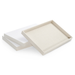 FANXI Manufacturer Jewelry Display Pro Accept Custom Beige Color Linen Wood Jewelry Display Tray