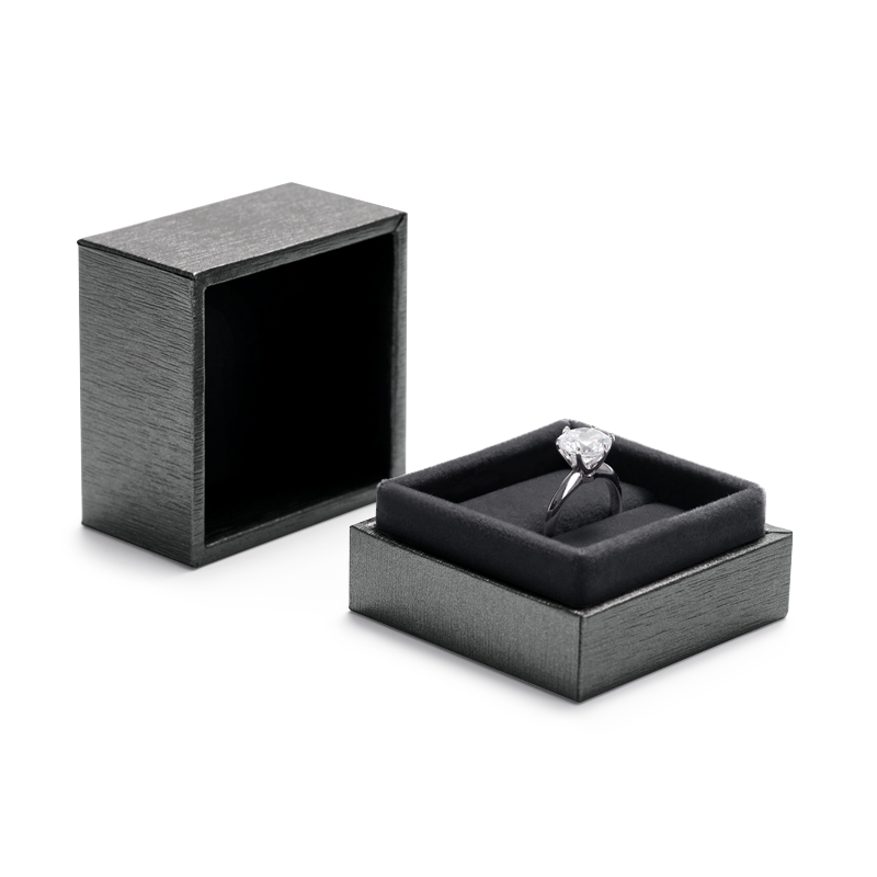 Black leatherette paper jewellery packaging box