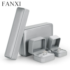 Gun gray PU leather jewelry packaging box