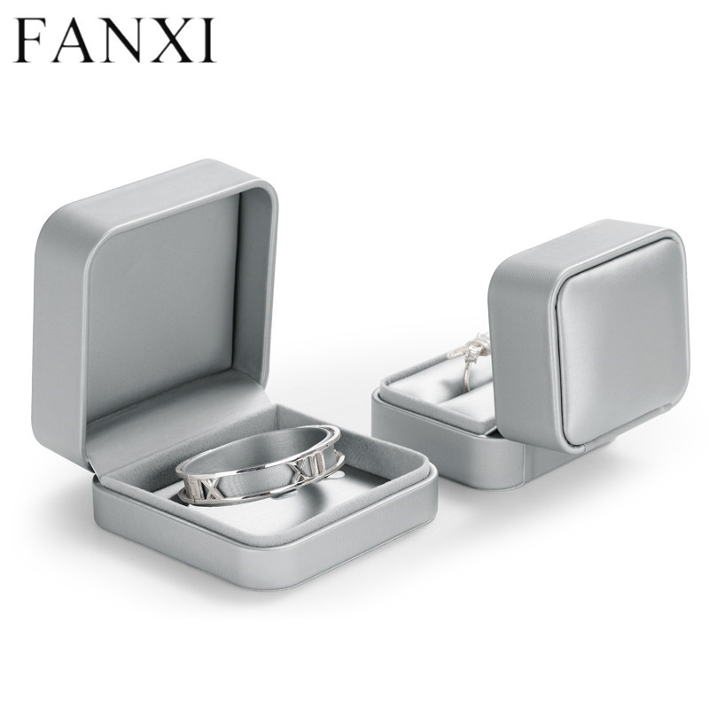 Gun gray PU leather jewelry packaging box