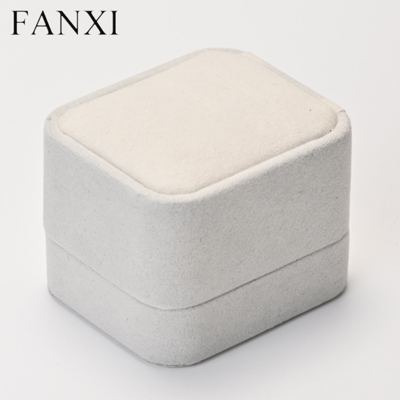 FANXI manufacturer custom cream velvet jewelry box for ring