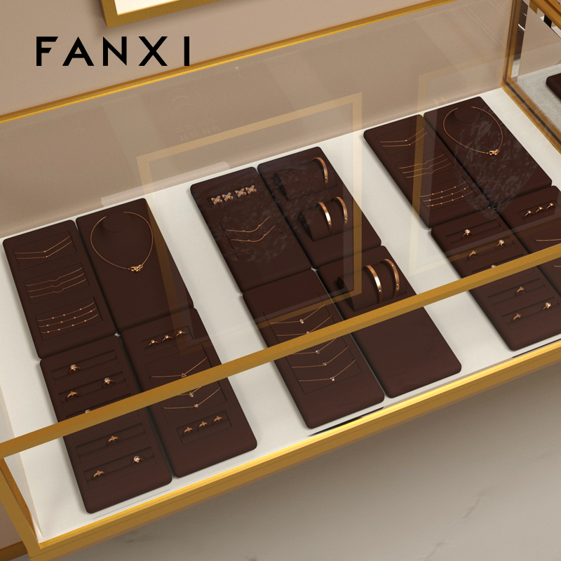 FANXI dark brown jewellery display stand set