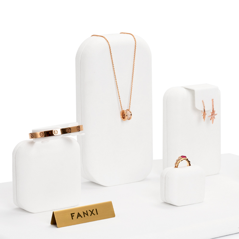 Fanxi Custom White Window jewelry display cabinetfor ring earring long chain neckalce pendant Jewelry display sets