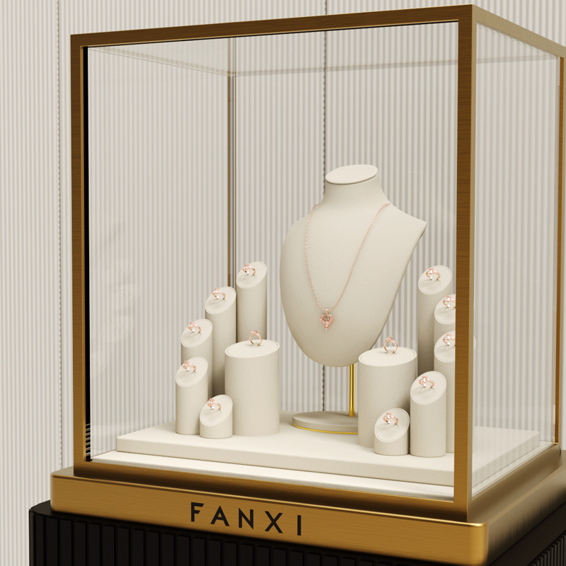 Fanxi Custom luxury Cream white jewelry ring display sets for jewellery