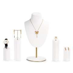 FANXI luxury jewelry display set with white microfiber and metal