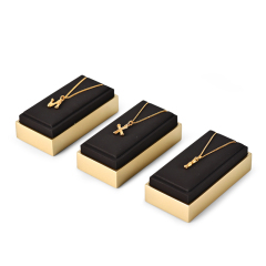 FANXI wholesale wooded jewelry display set with black PU leather