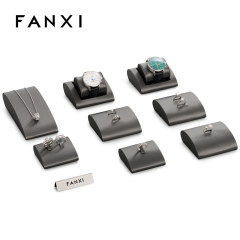 FANXI black luxury metal frame jewelry display set with pu leather