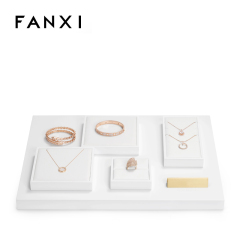 FANXI new design multi function white PU leather jewelry display tray set